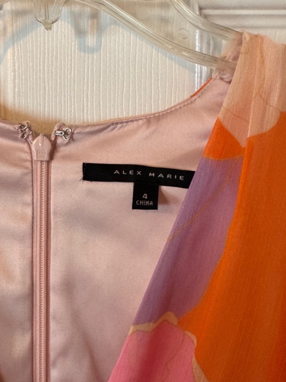 Alex Marie l Floral Pink, Orange, and Green Chiffon Tiered Mini Dress Size 4/6 - Picture 4 of 4